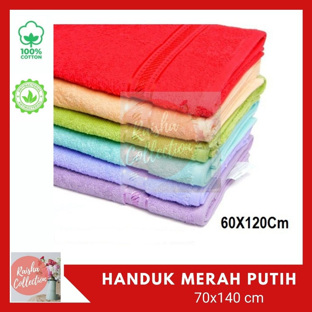 RC Handuk Mandi Merah Putih Jumbo Tanggung Ukuran 60x120