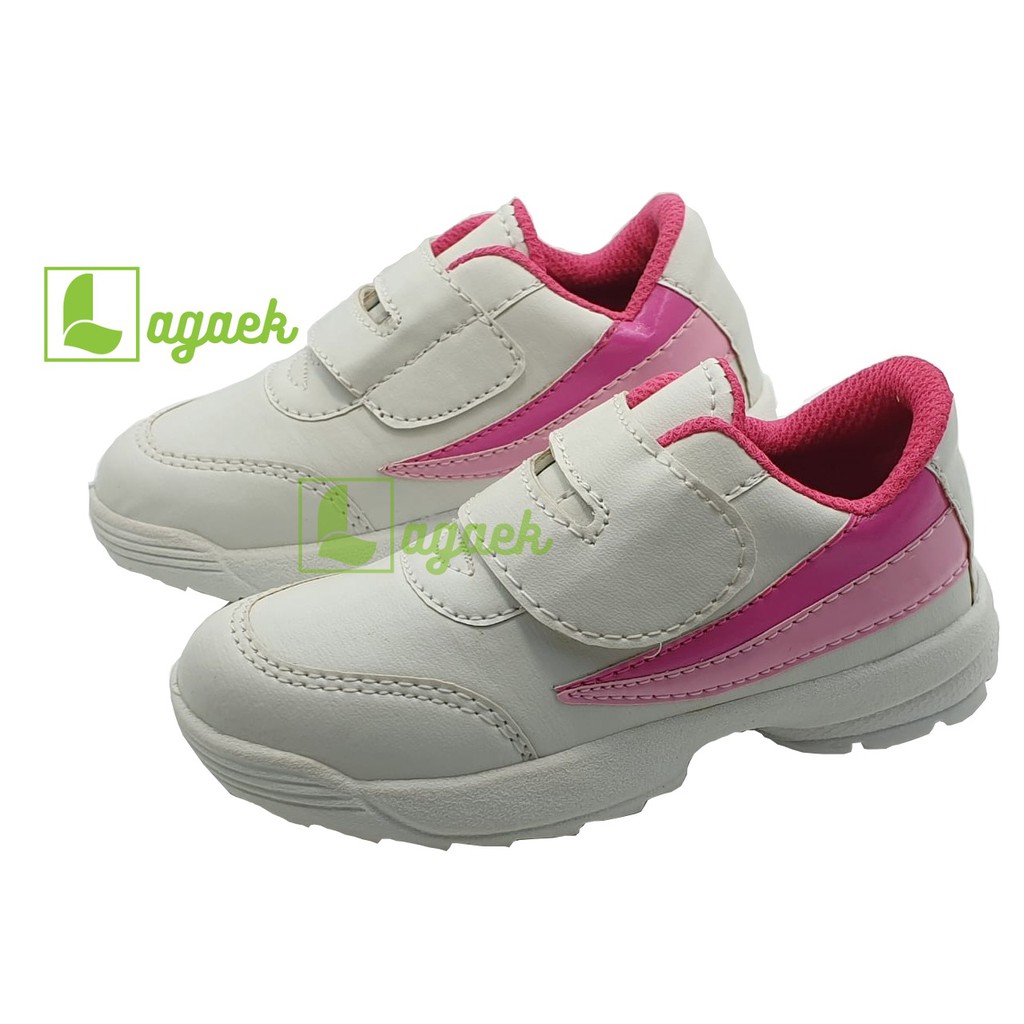 Sepatu Anak Perempuan Usia 3 4 5 Tahun PUTIH FANTA Sporty Size 26 - 30 - Sepatu Anak Cewek Putih Alas Karet Anti LIcin