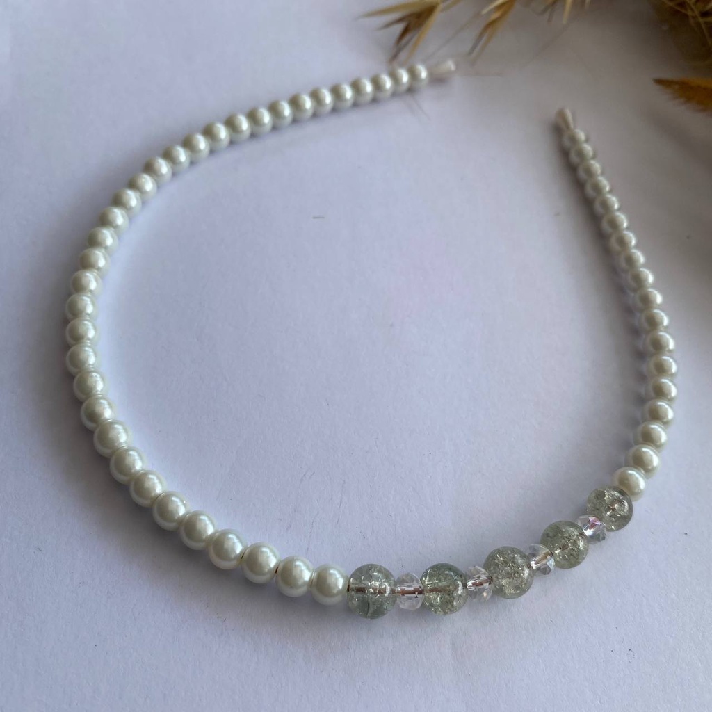 bando korea mutiara 6mm kristal kaca/bandana