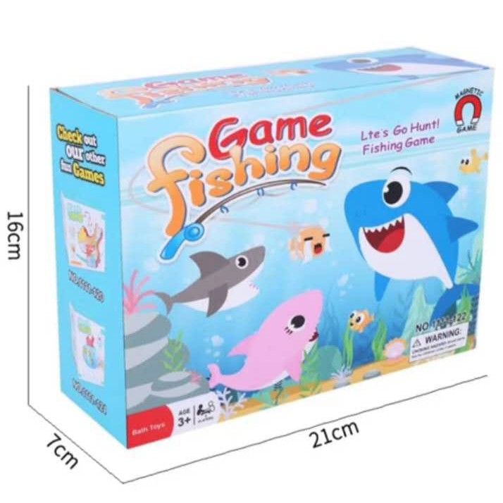 ( Mia ) Fishing Game, Mainan Pancing Ikan Hiu Magnet Berenang, Mainan Mandi Anak Ikan Hiu Berenang