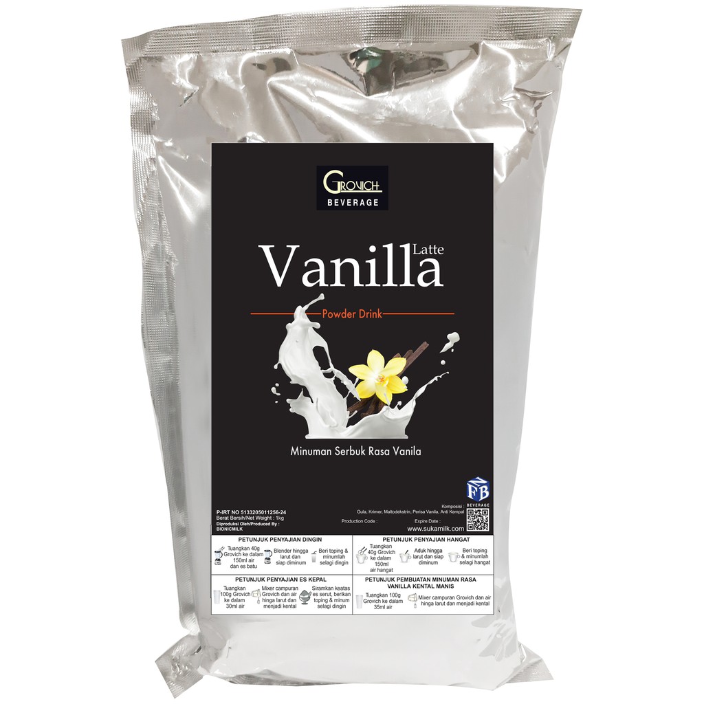 

Minuman Bubuk rasa Vanilla Latte (Vanilla Latte powder drink) GROVICH 1kg