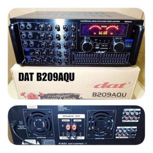 POWER AMPLIFIER DAT B 209 B209 AQU 209AQU B209AQU KARAOKE USB MMC SD CARD BLUETOOTH TREBLE BASS KARA