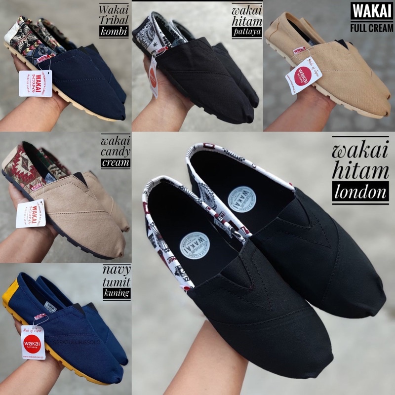 Sepatu WAKAI Slip on kasual pria wanita grade original