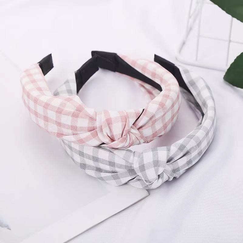 Bandana Wanita Bando Korean Style Motif Kotak-Kotak Aksesoris Rambut Wanita Bando Wanita Import