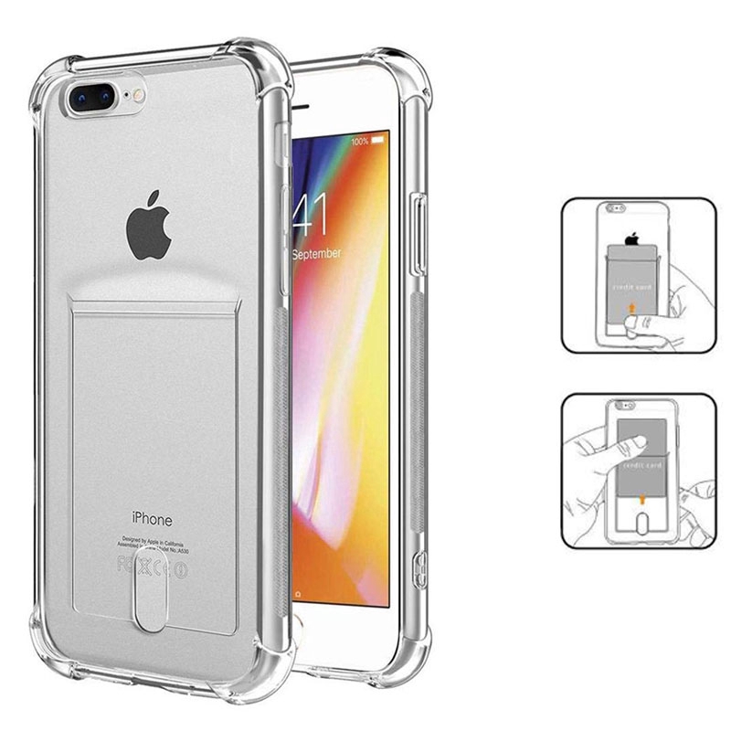 Soft Case Transparan 12 Mini Dengan Slot Kartu Untuk Iphone X Xs Max 5s 7 6 6s Plus 11 Pro Max Se 2020