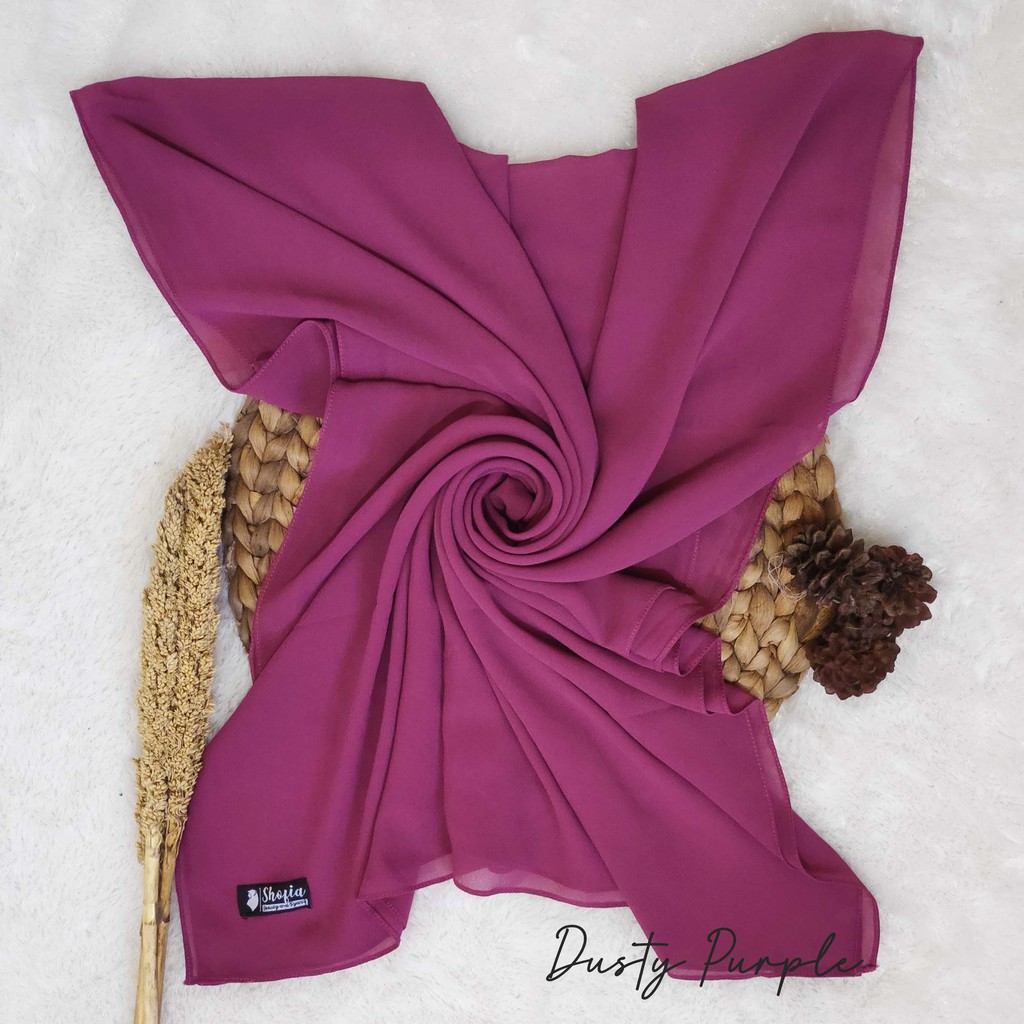 [200x75] HIJAB PASHMINA JAHIT TEPI CERUTY BABY DOLL, PASHMINA CERUTI, JILBAB PASHMINA, PASMINA-Dusty Purple