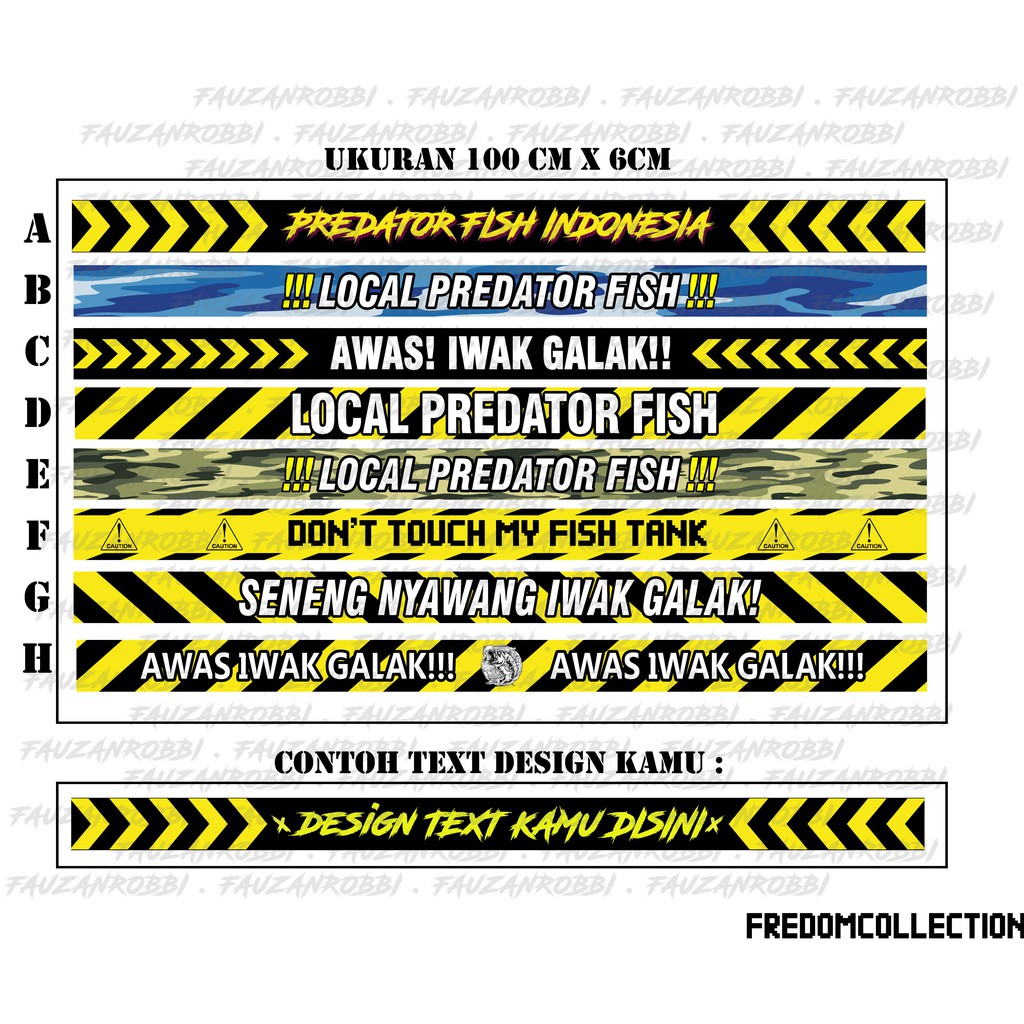 Stiker Aquarium 100CM X 6CM list atas awas ikan galak WATERPROOF