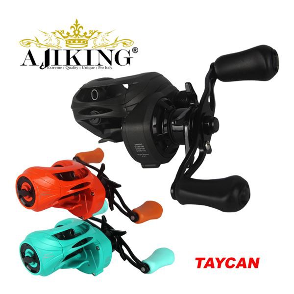Ajiking Taycan. Black. Blue. Orange. Baitcasting Reel. Drag 5kg. Magnetic Brake
