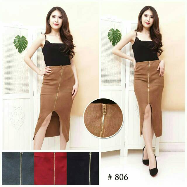 Bawahan Skirt Rok Span Rajut Import Zip 806