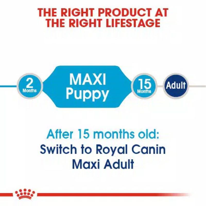 Royal Canin Maxi Puppy 4kg Makanan Anjing Maxi Berat 26-44kg Dog Food Anakan Puppies 3 sd 8 Bulan