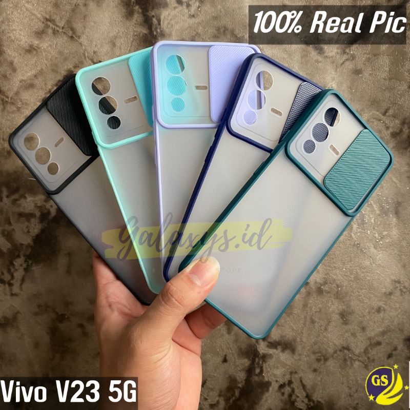 Vivo V23 5G 2022 / Vivo Y21T Y21A Y21S Y21 Y33S Y33T Y1S Y12i Y11 Slide Case Protection Camera Matte Candy Kamera Sliding Casing Pelindung Kamera Sleding