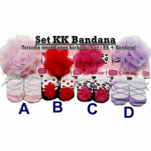 Kaos Kaki Anak Cewek Baby Ballerina Socks With Bandana Set 2in1 (kaos kaki ,bandana )