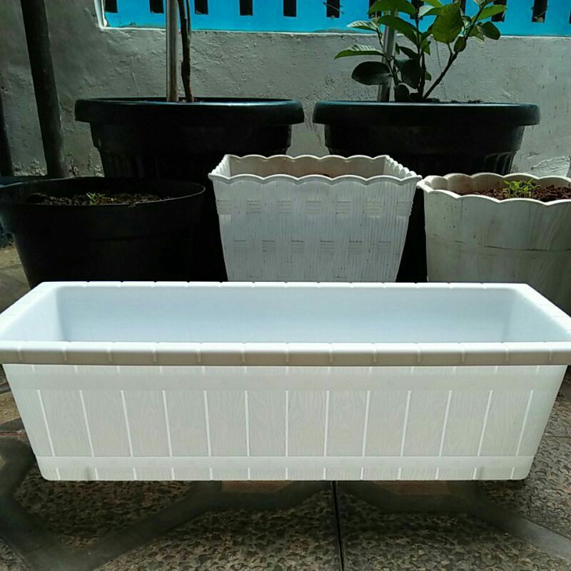 Pot bunga dan tanaman Plastik Motif gentong kayu panjang 50cm