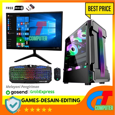 PC Gaming Lengkap i3 101005F Ram 16GB SSD/HDD/VGA /MONITOR/Keyboard mouse