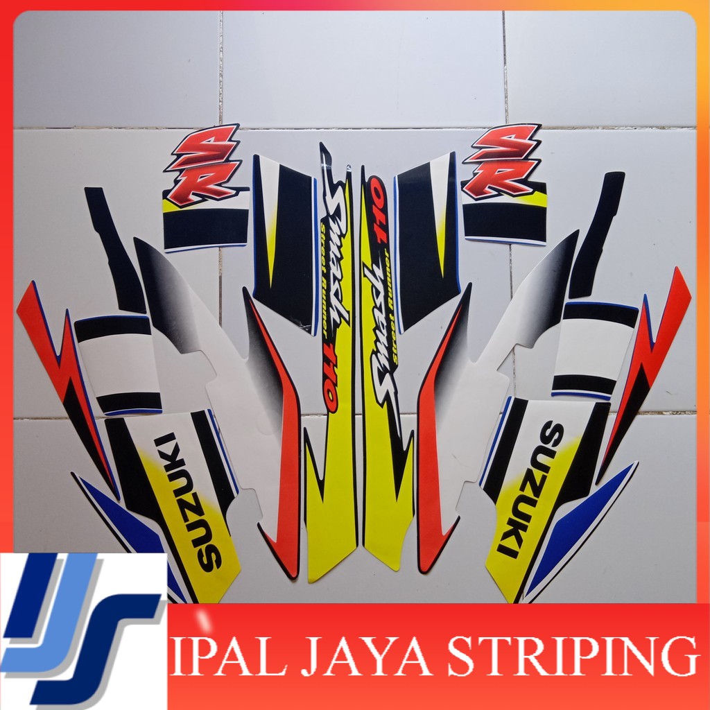 stiker striping motor suzuki smash Sr 110 2005 biru
