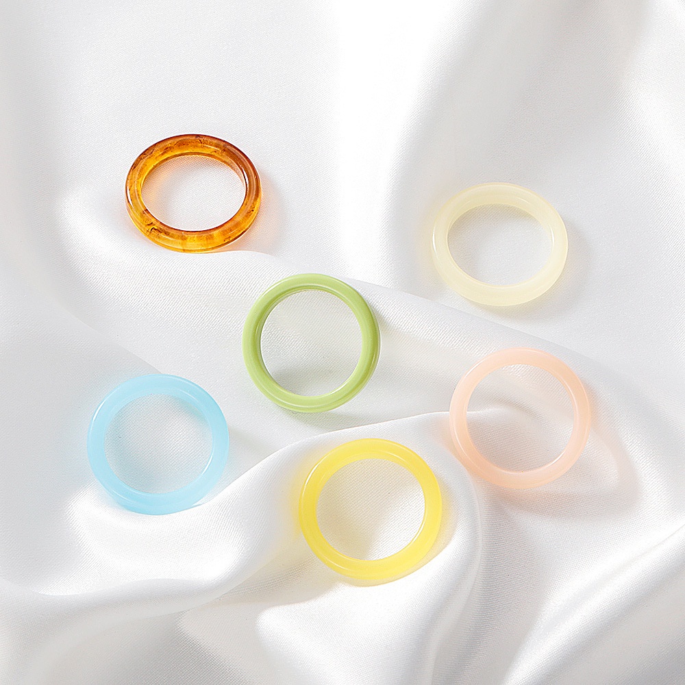 Korean Summer Simple Cold Style Unique Multicolor Geometric Resin Ring