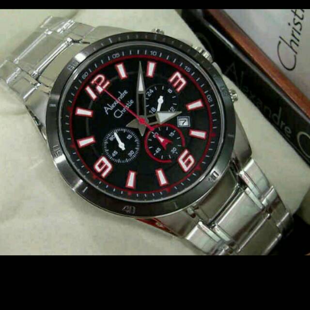 jam tangan alexandre christie ac6345 silvee dial black 6345