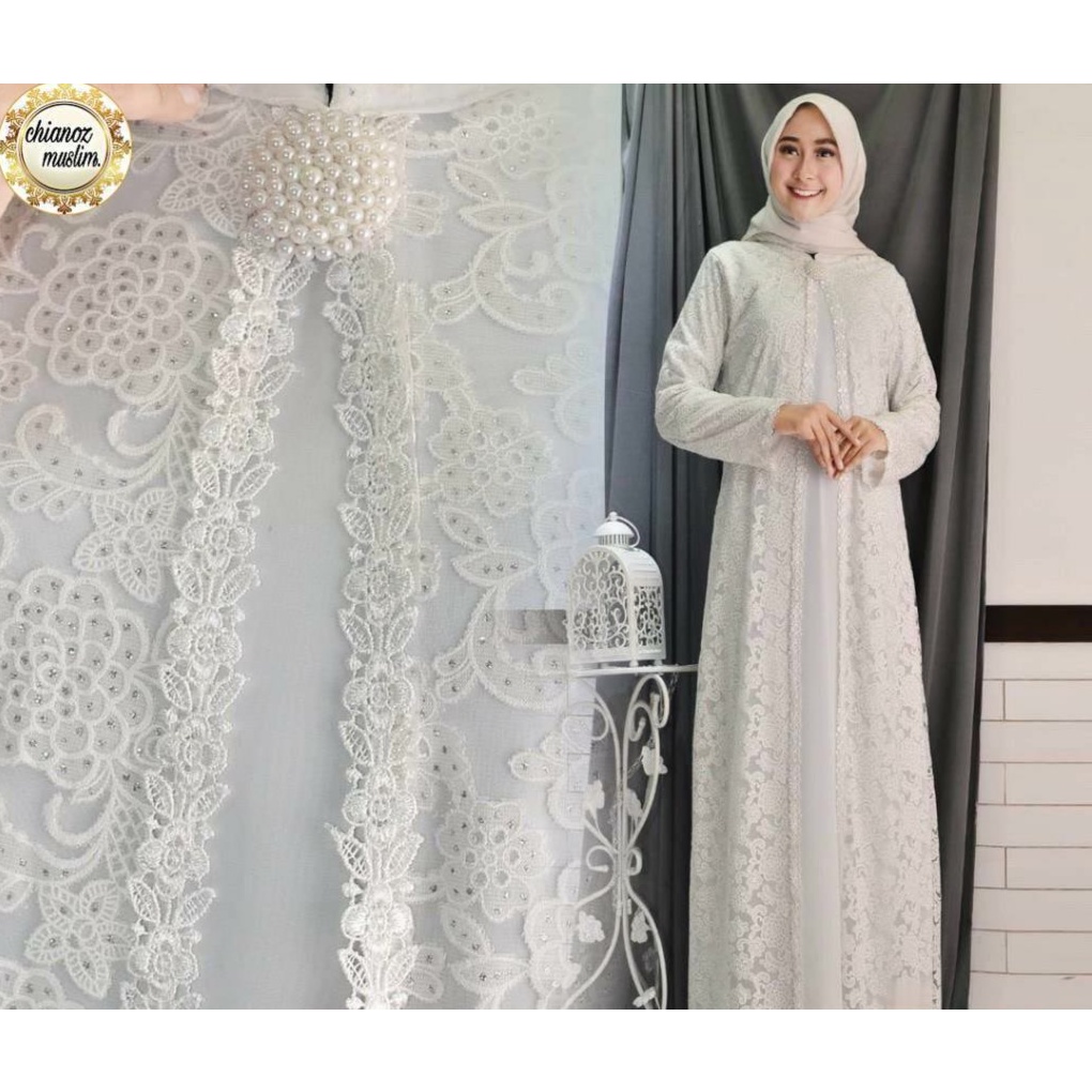 CHIANOZ baju pesta FULL BRUKAT Mewah Premium Sifon Ceruti Renda Kaki Payung Jumbo Fashion Muslim Wan