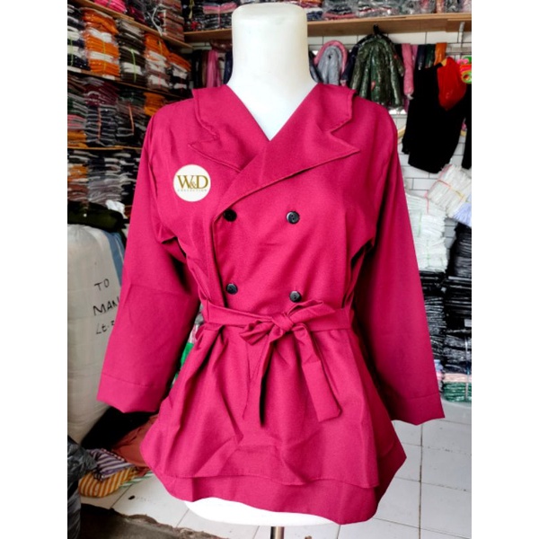 ORSA BLOCK COLOR PATTERN SHIRT | KEMEJA WANITA | PATTERN SHIRT BLOUSE BANGKOK MOSCREPE-Marun 088