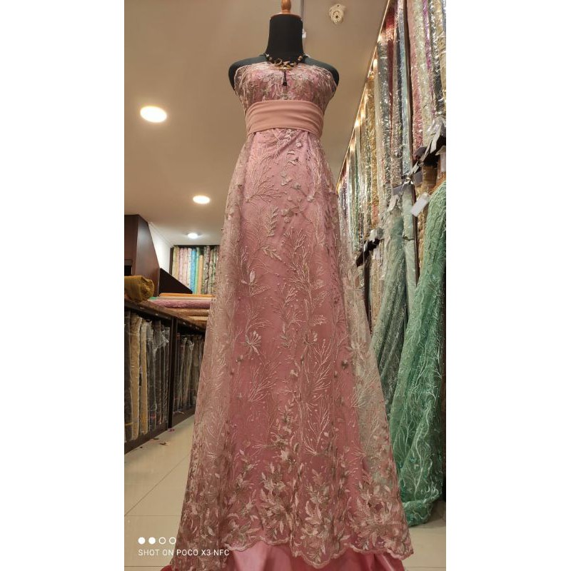 Kain Dress Tile Brokat Bunga Jarang Kebaya