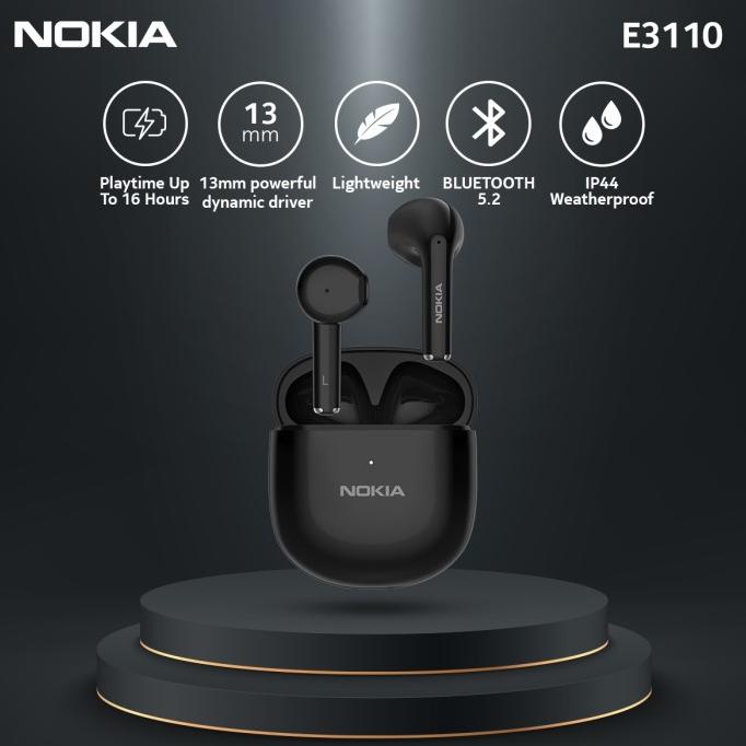 Nokia E3110 True Wireless Earbuds Bluetooth Earphone TWS HD - Hitam