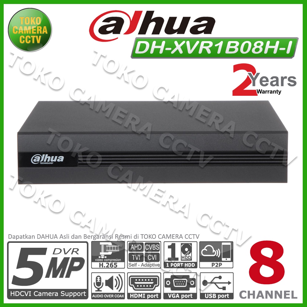 DVR DAHUA 8 CHANNEL XVR1B08-H 5MP DAHUA XVR 1B08 H