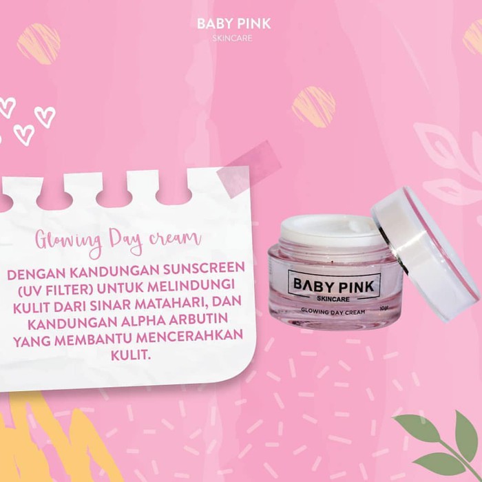 Cream Siang Baby Pink Skincare Asli / / Cream Pemutih Wajah / Krim Pencerah Wajah Glowing