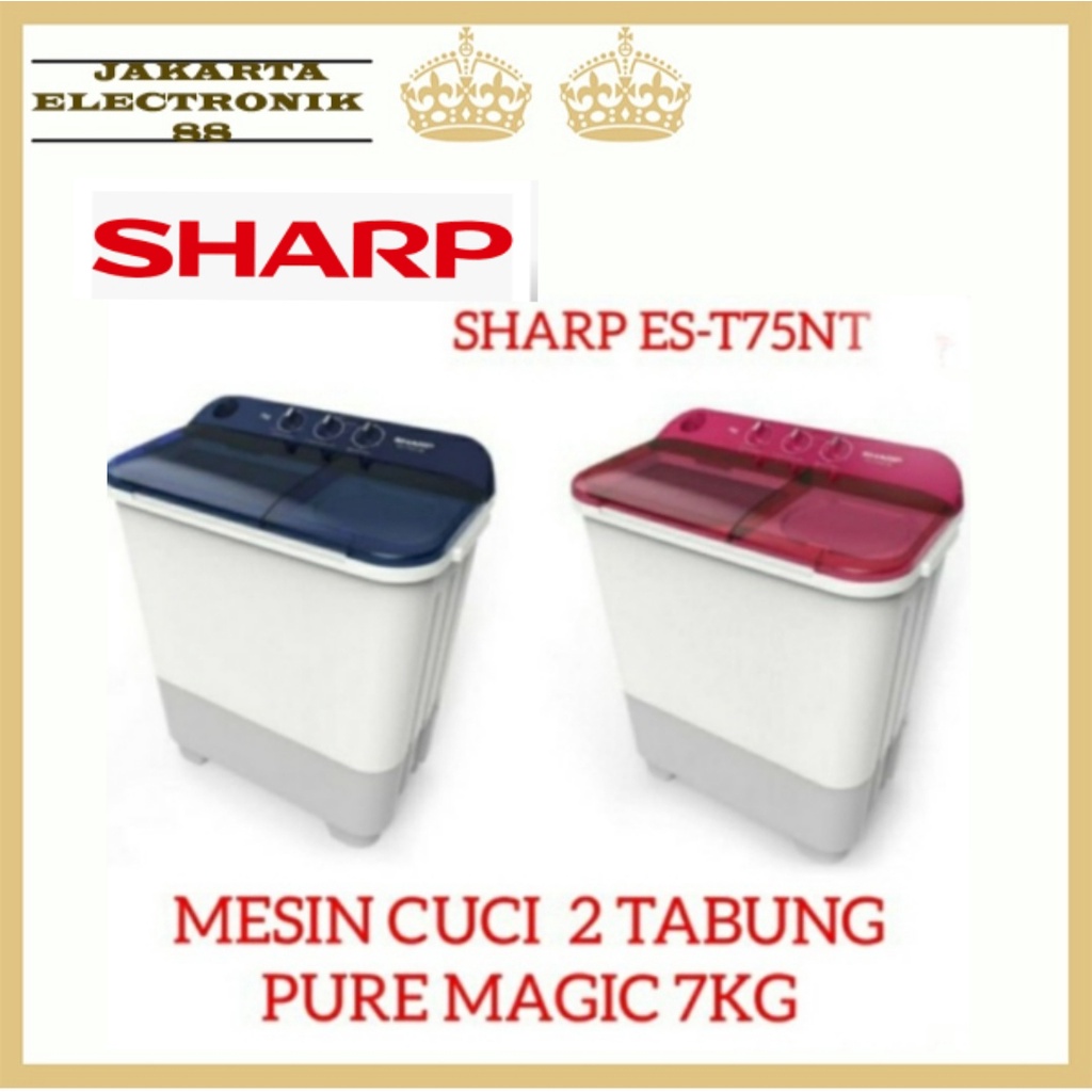 MESIN CUCI SHARP 2 TABUNG ES-T75 NT