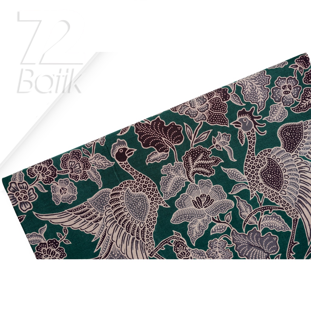 KAIN BATIK PREMIUM Bahan Katun Motif Cendrawasih Warna Hijau 722231 Cap 72 Jarik Jarit Samping Kebat Panjang Batik Katun Modern Premium Bahan Seragam Batik Pernikahan Kantor Keluarga Murah Kamen Jadi Batik Bali Lembaran