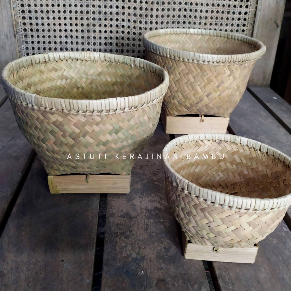 Cething Kulit Bambu M diameter 17 cm/Wadah Nasi Bambu/Tempat Nasi Bambu/Wadah Nasi Tradisional/Cetin
