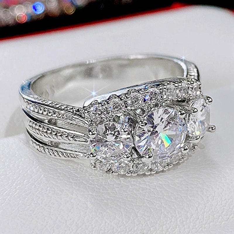 Cincin Wanita Hias Cubic Zirconia Untuk Pernikahan