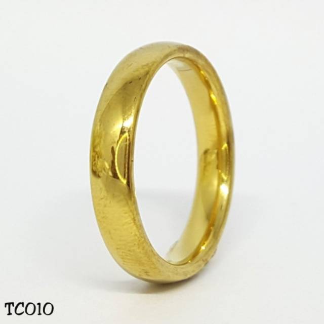 Fourfashion Cincin Couple Polos - Perhiasan Titanium Gold - TC010