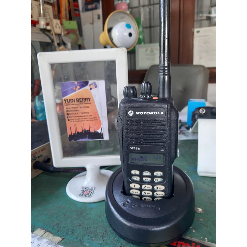 Ht Motorola Gp338 Frekuensi Vhf136.000 sd 174.000Mhz Kondisi Second Normal Tx dan Rx Bagus Lcd