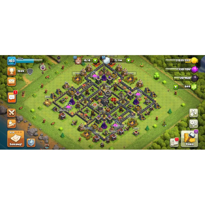 AKUN CLASH OF CLANS TH 9