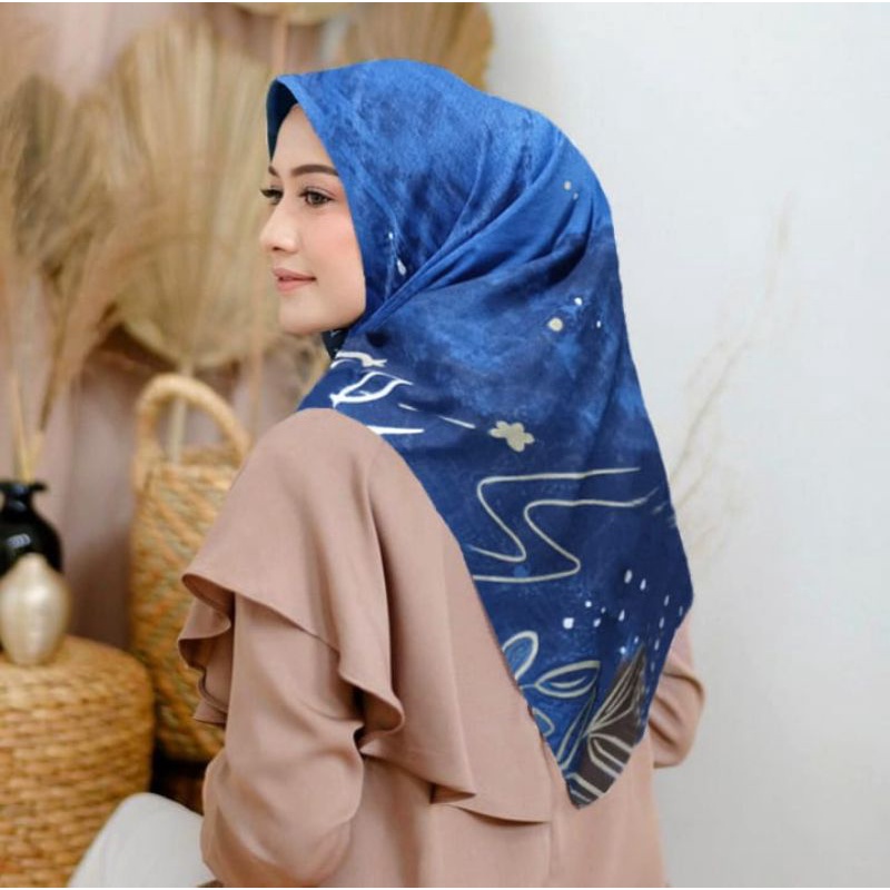 sale hijab segiempat motif Biru Elektrik series terbaru jilbab voal kerusung kekinian