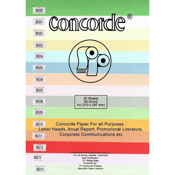 

Kertas Concorde paper laid 90 gsm A4
