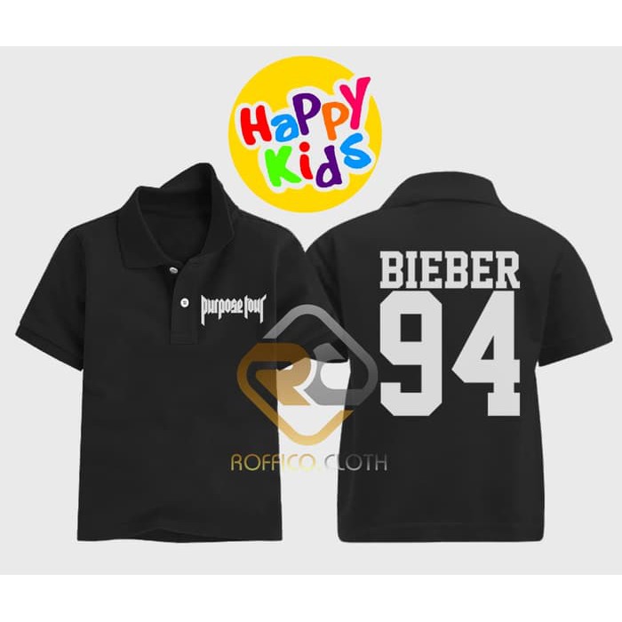 Polo Shirt Anak Logo Purpose Tour Bieber 94 - Hitam 02