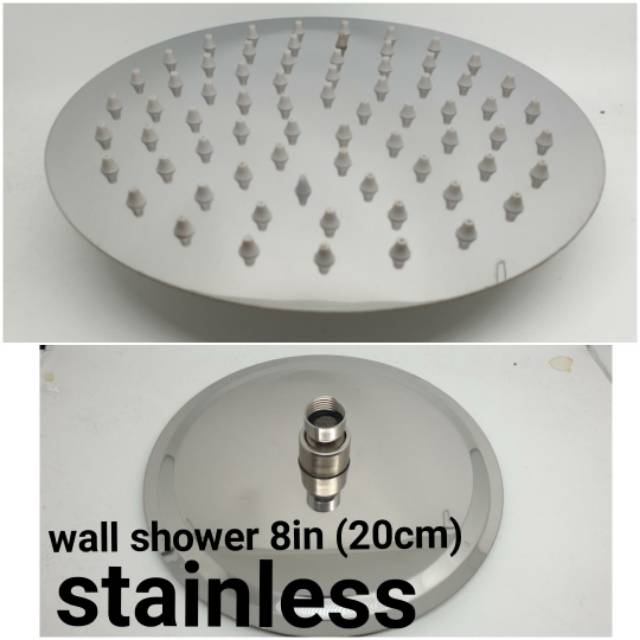 Kepala shower tanam / head shower bulat 8in stainless