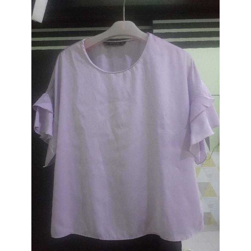 preloved blouse zara original lilac