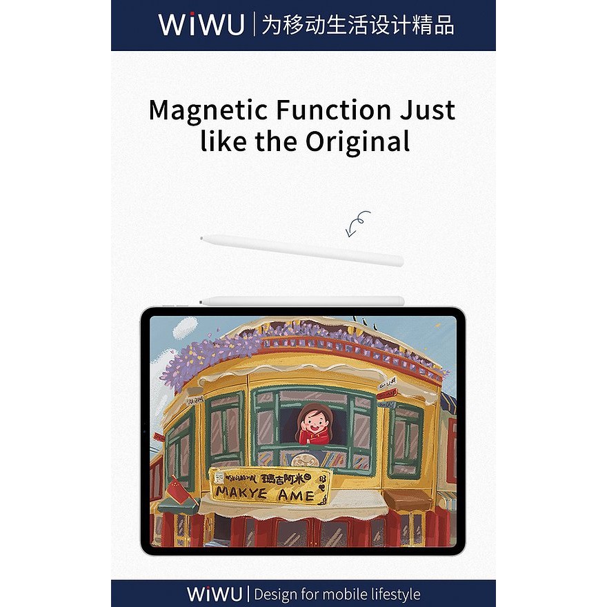 WIWU PENCIL MAX - Universal Active Stylus Pen Magnetic Design - Stylus Pen untuk Smartphone dan Tablet