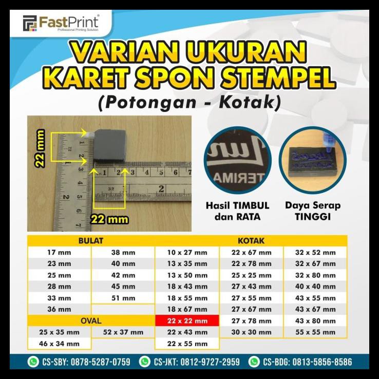 

Karet Busa Spon Bahan Stempel Potongan Model Kotak 22X22Mm