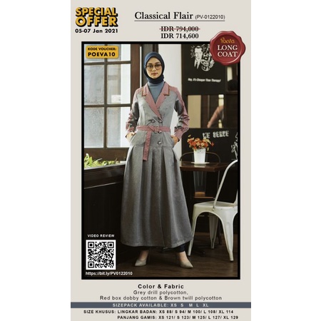 Poeva PV-0122010 Camaraderie Long Coat By Tuneeca Diskon Sale Promo