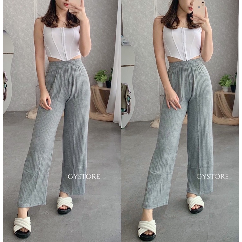 Celana Kulot Knit Kira Highwaist