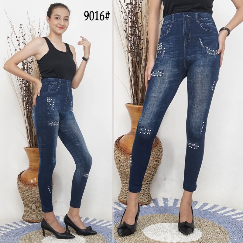 NEW LEGGING IMPORT MOTIF JEANS 9016#/LEGGING MURAH