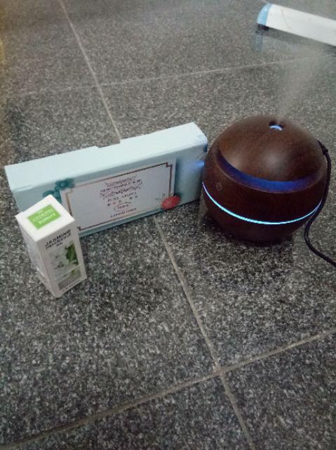 Air Humidifier Essential Oil Diffuser Aroma Terapi Motif Kayu Bonus 1 Botol Oil