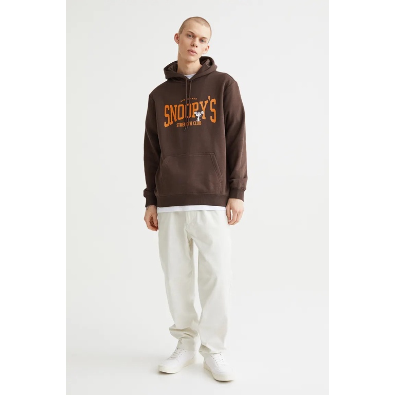 Hoodi Peanuts Sporting Club Grey Abu Flecee Katun Tebal Sweater hoodie snoopy coklat abu HnM