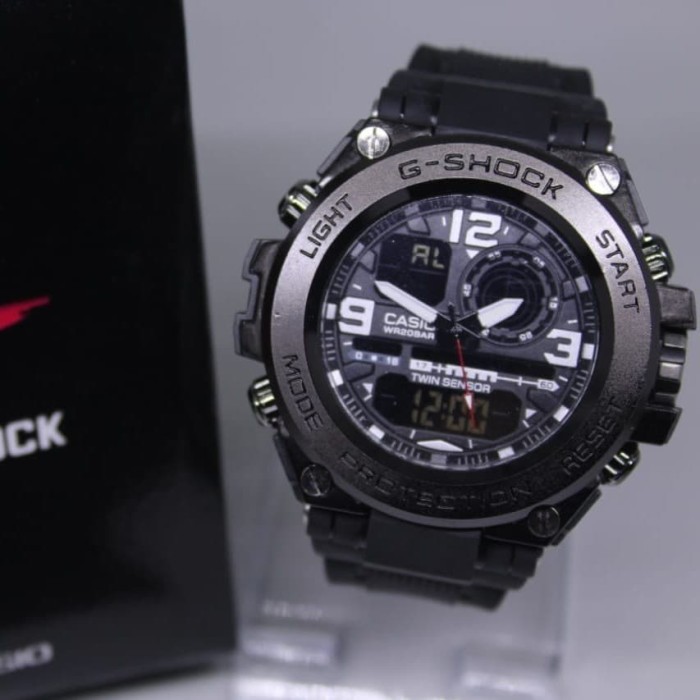 JAM TANGAN PRIA GSHOCK GST 100 RUBBER DOUBLE TIME COWOK ANALOG - JAM TANGAN GSHOCK DIGITAL
