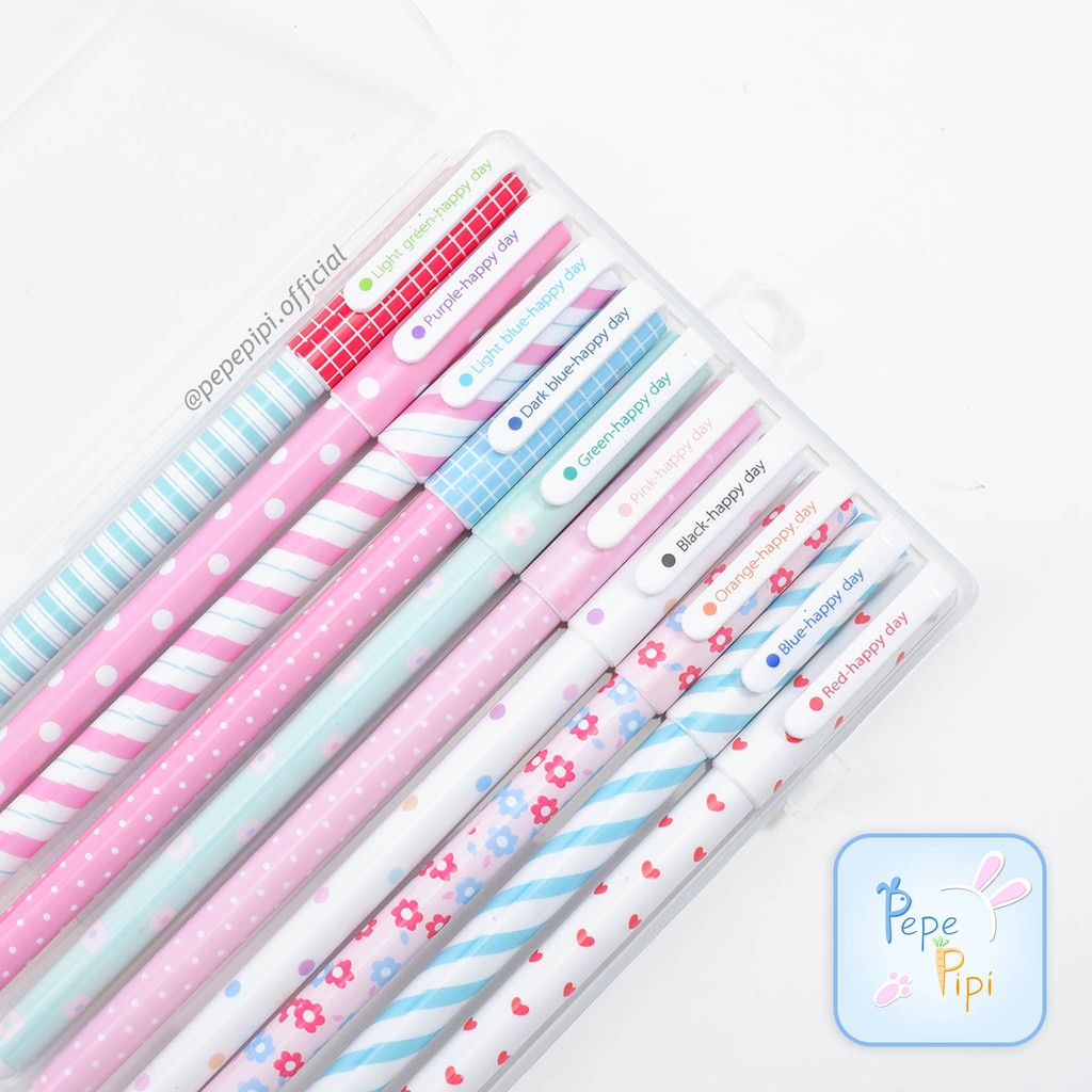 Pena Marble Warna Warni 1 Set Isi 10 Pena Warna Motif Pulpen Bolpen Marble Bolpoin Pen