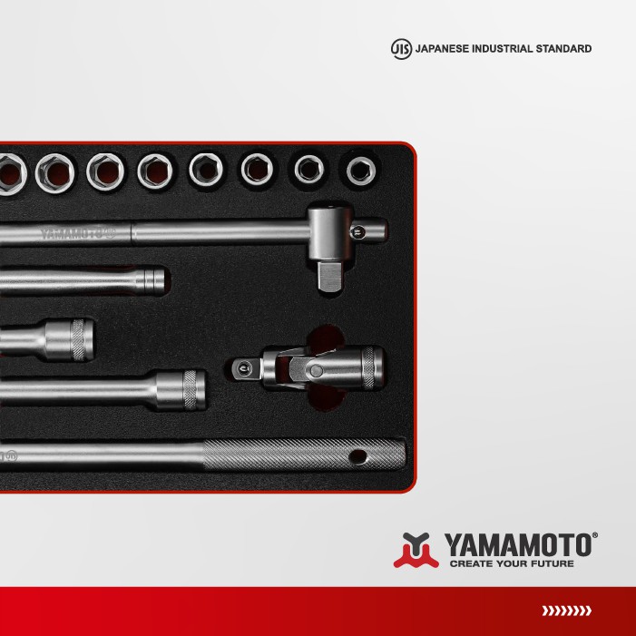 YAMAMOTO JIS 1/2&quot; Kunci Sok Set 24 pcs / 1/2&quot; Socket Set 24 pcs / 6PT 8 - 32 mm