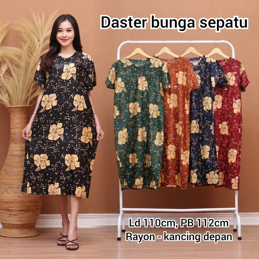 DASTER STANDAR PANJANG SELUTUT BUSUI DADA KANCING  LD 110 PB 115 BAHAN RAYON BERKUALITAS COCOK UNTUK HARIAN DIRUMAH